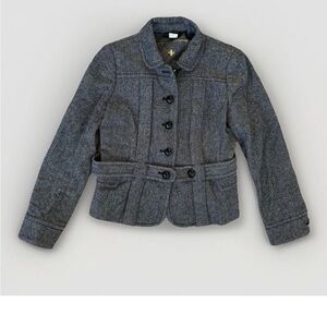 J.Crew Herringbone 100% Wool Norfolk Jacket Preppy Collegiate Timeless Size 10